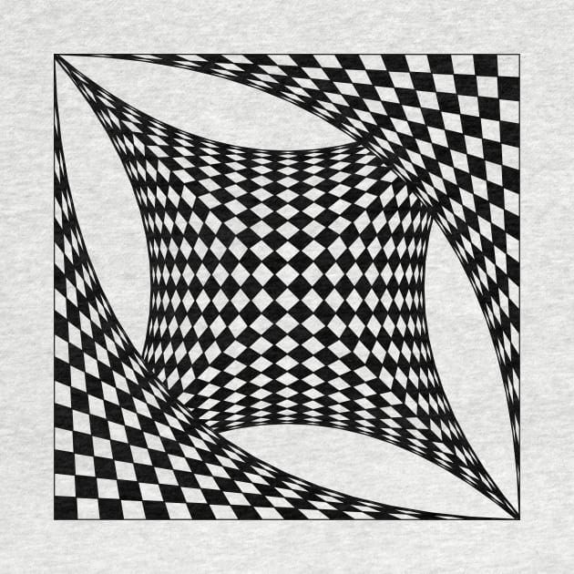 Twisted chessboard, geometric, 3d optical illusion by TyneDesigns